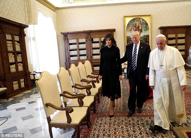 The first couple had some time alone with the Pope between the president's private meeting and a photographed gift-exchange