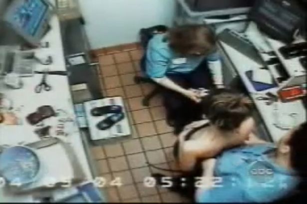 CCTV of Louise Ogborn being strip searched