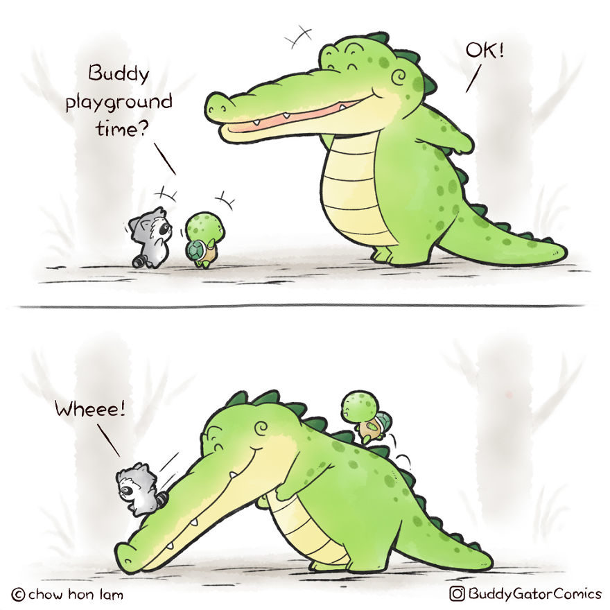 鱷魚暖心插畫